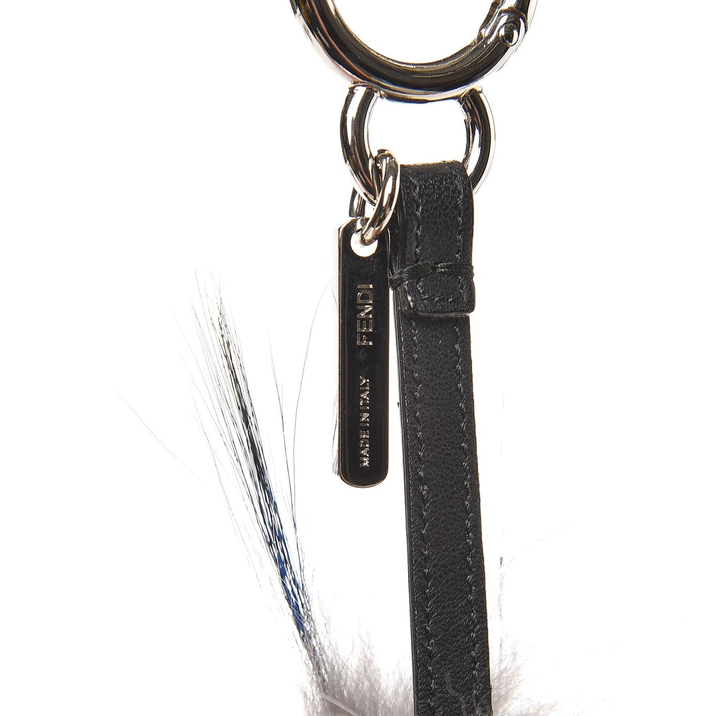 Mink Fox Rabbit Fur Crystal Glamoroso Monster Bag Charm Black Blue Grey