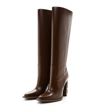 Fendi Vitello Abrasivato 110mm Cut Baguette Knee Boots 36 Cuoio 3 of 10