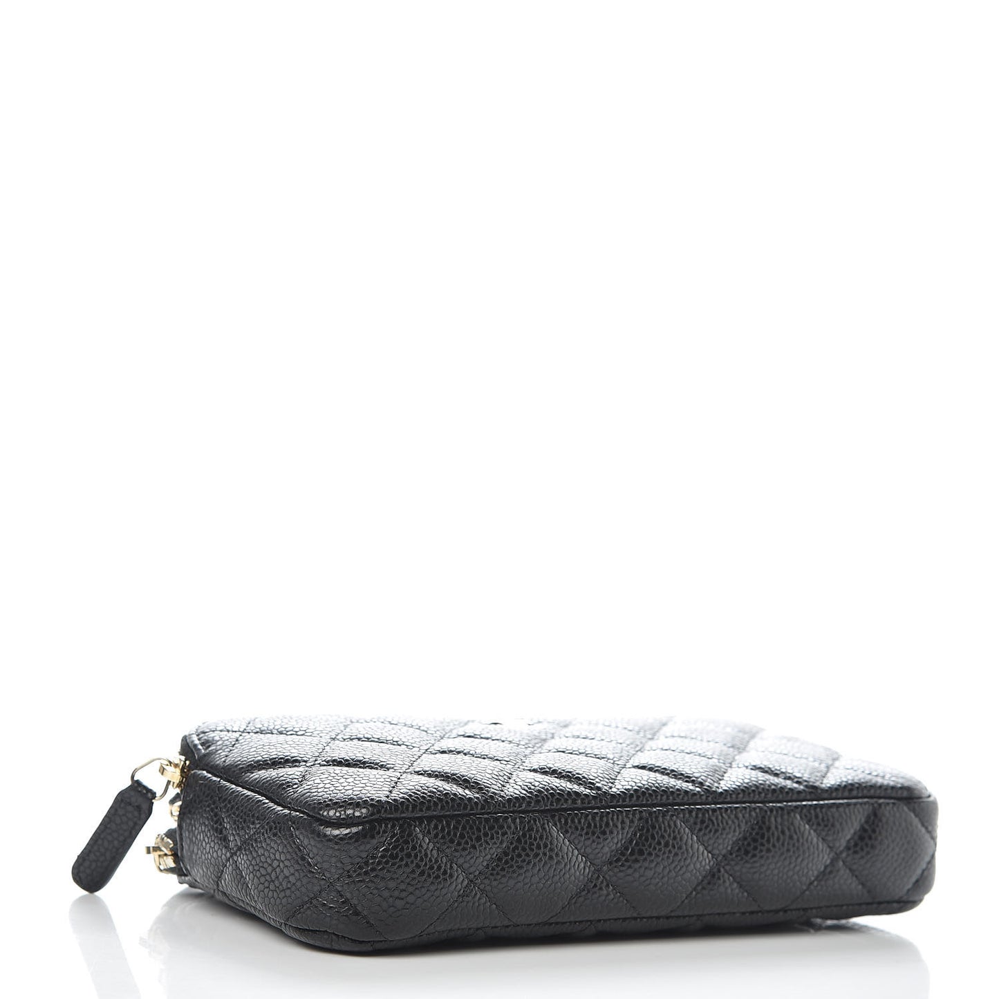 Caviar Quilted Small Clutch With Chain Black