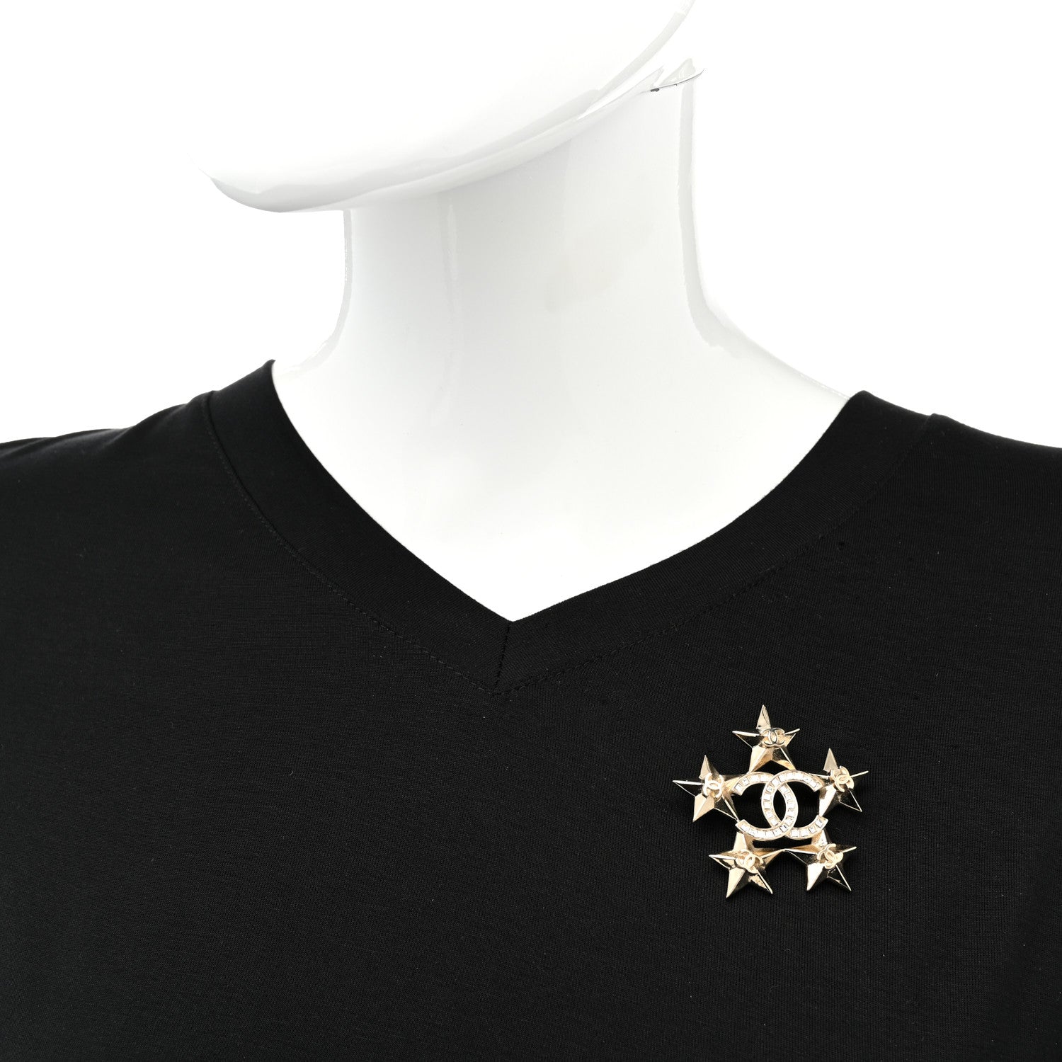 Chanel Baguette Crystal CC Star Brooch Gold 2 of 4