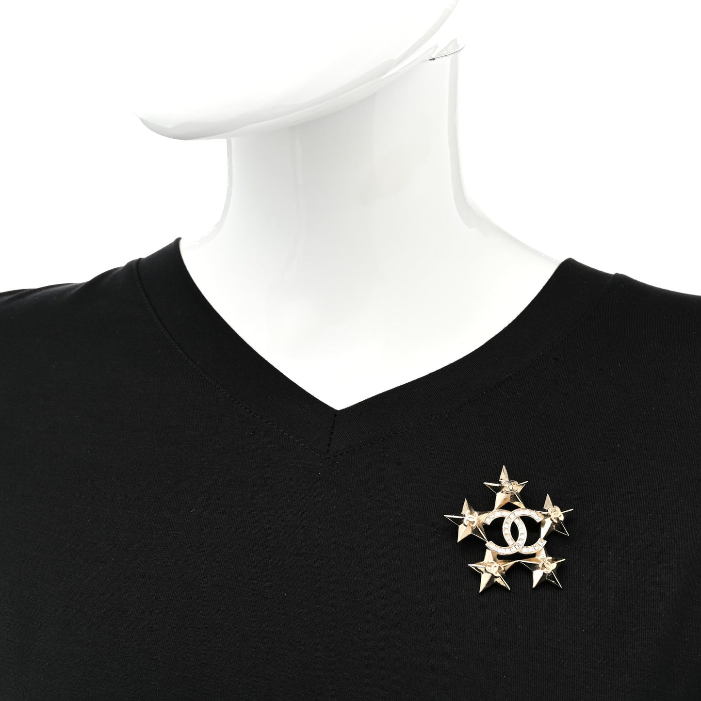 Baguette Crystal CC Star Brooch Gold