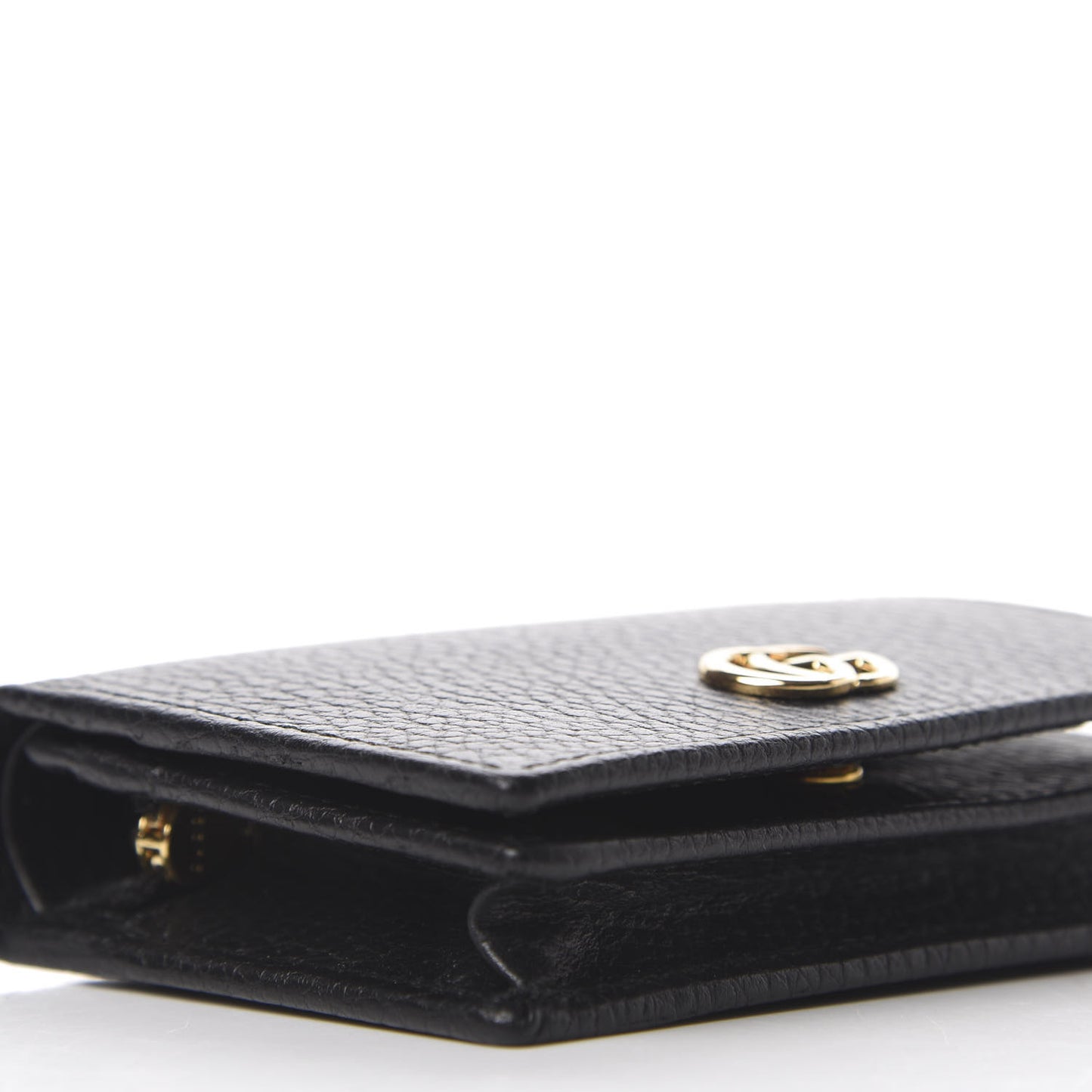 Pebbled Calfskin GG Marmont Card Case Black