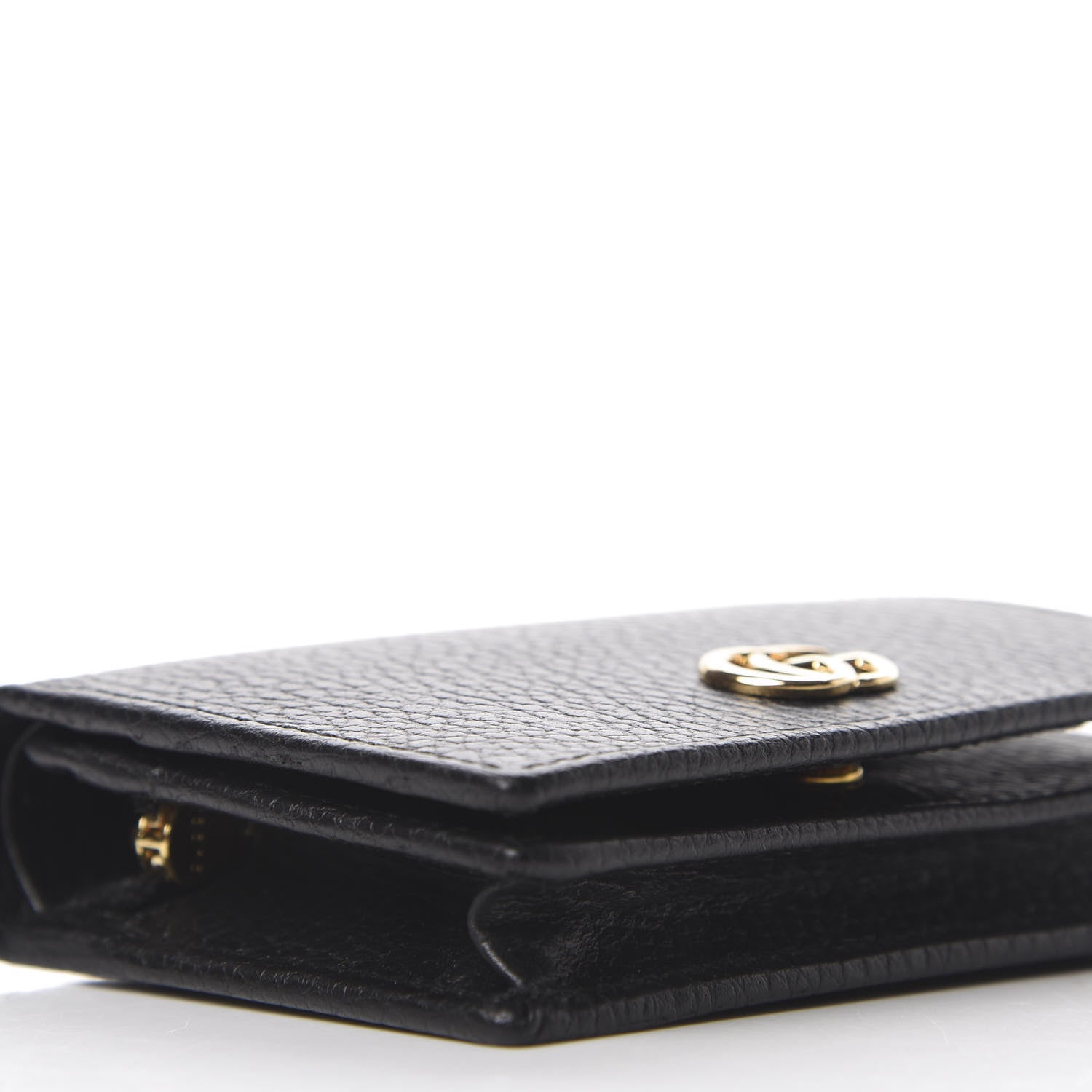 Gucci Pebbled Calfskin GG Marmont Card Case Black 6 of 9