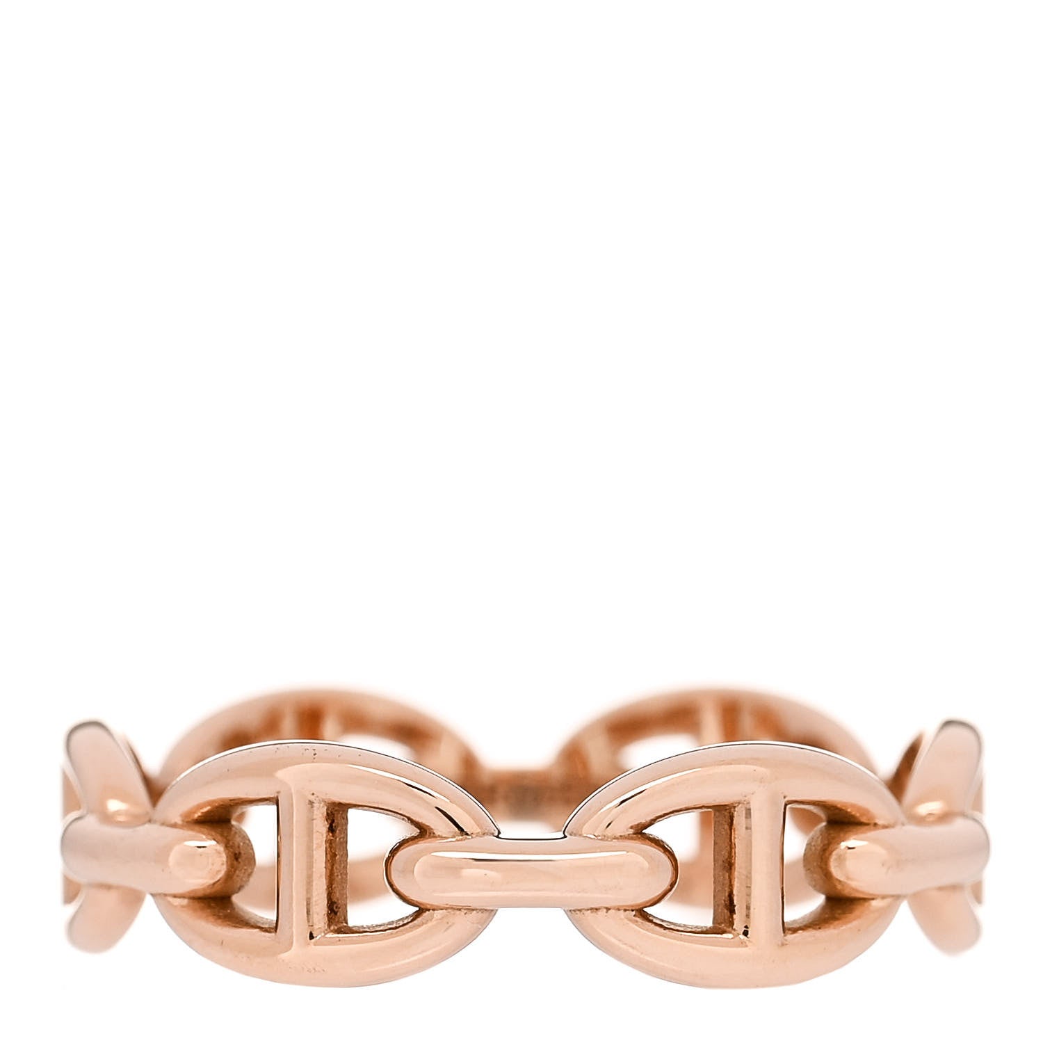 Hermes 18K Rose Gold PM Chaine d'Ancre Enchainee Ring 59 8.75 1 of 9