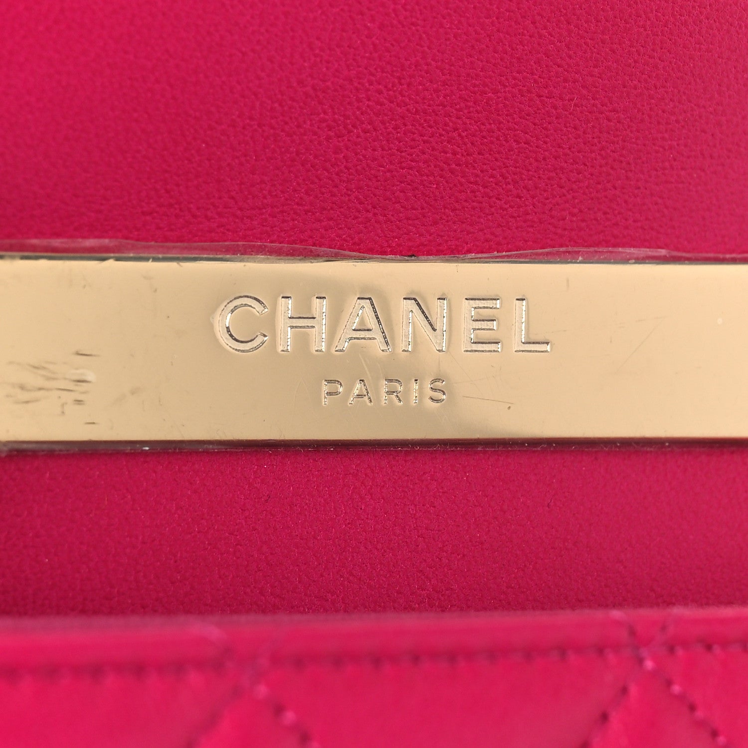 Chanel Lambskin Quilted Top Handle Flap Clutch With Chain Fuchsia 6 of 10