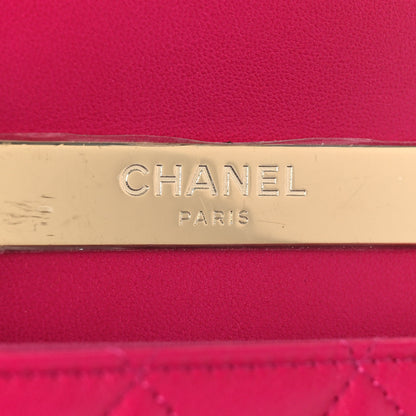Chanel Lambskin Quilted Top Handle Flap Clutch With Chain Fuchsia 6 of 10