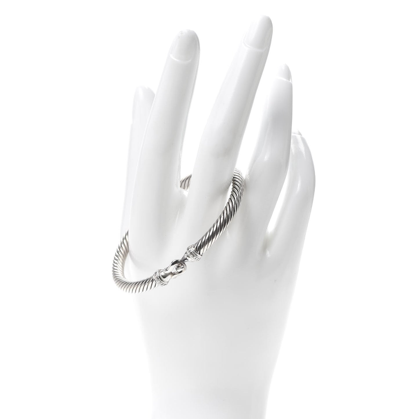 Sterling Silver Diamond 5mm Cable Buckle Bracelet