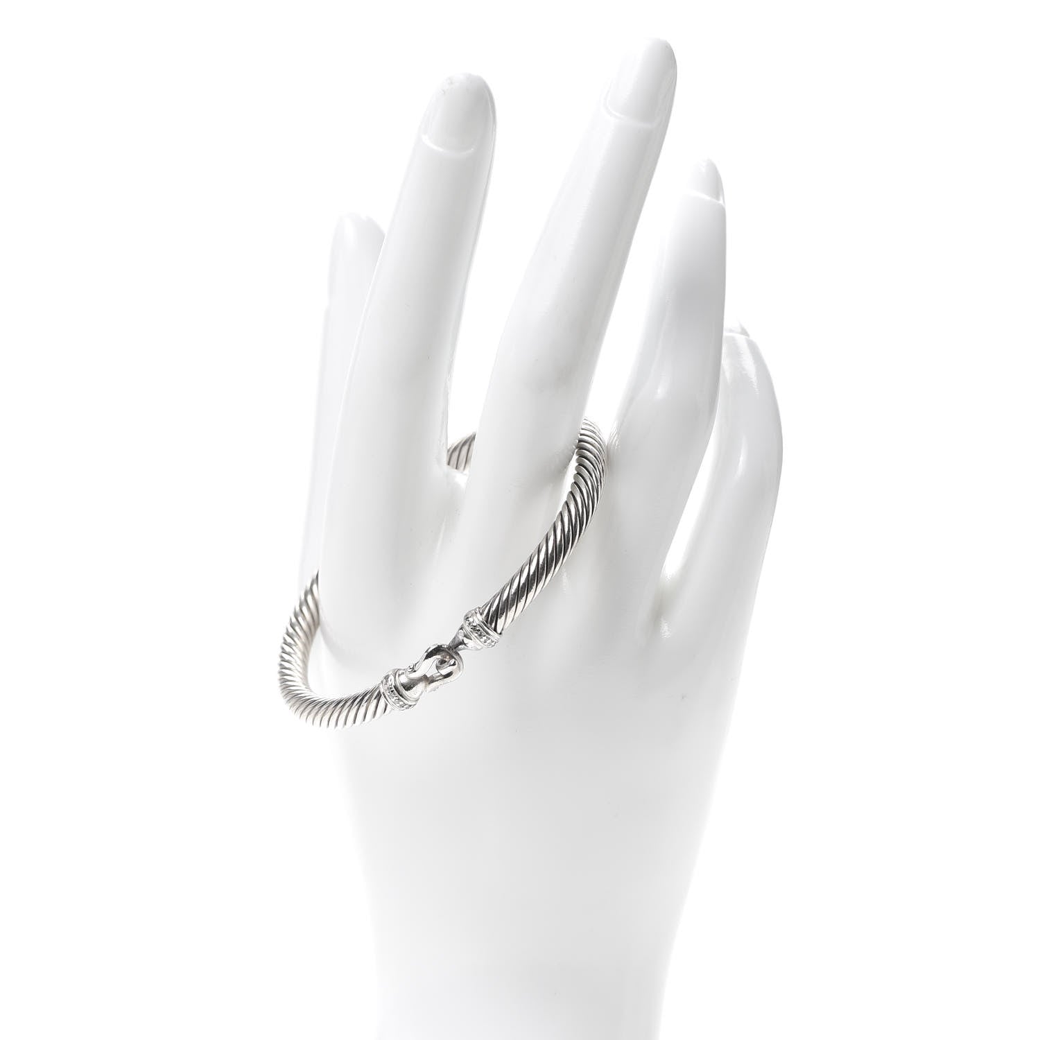 David Yurman Sterling Silver Diamond 5mm Cable Buckle Bracelet 2 of 4