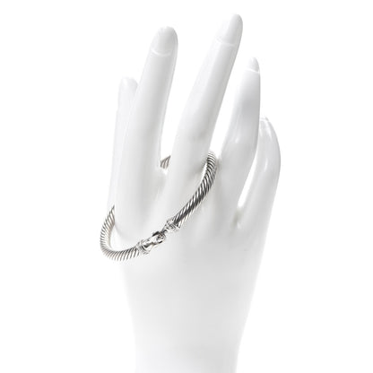 David Yurman Sterling Silver Diamond 5mm Cable Buckle Bracelet 2 of 4