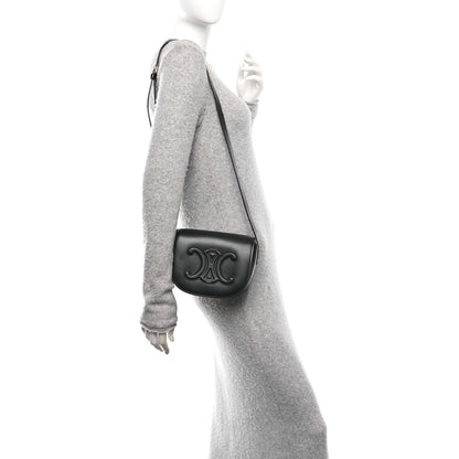 Celine Smooth Calfskin Cuir Triomphe Folco Crossbody Bag Black 2 of 9