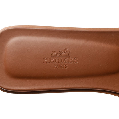 Hermes Box Calfskin Oran Sandals 38 Gold 7 of 9