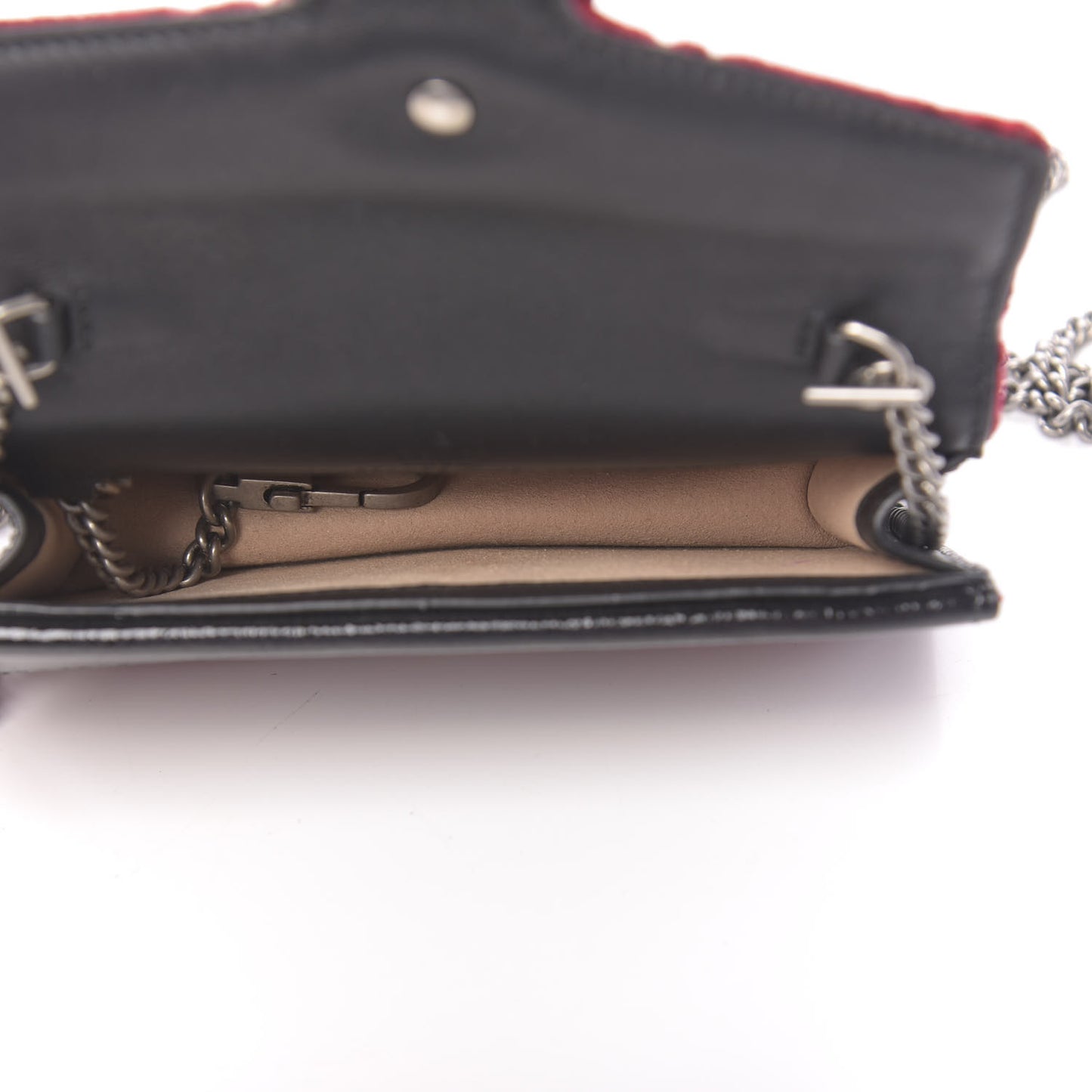 Velvet GG Monogram Super Mini Dionysus Shoulder Bag Red Cipria Black