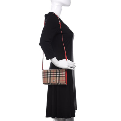 Burberry E-Canvas Vintage Check Wallet With Detachable Strap Bright Military Red 2 of 11