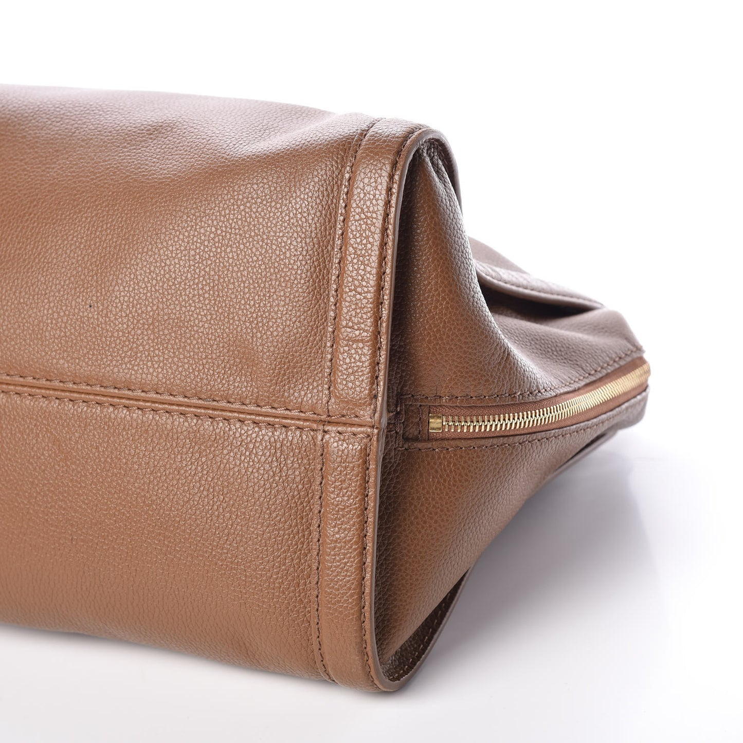 Pebbled Calfskin Large Skull Padlock Zip Around Tote Camel