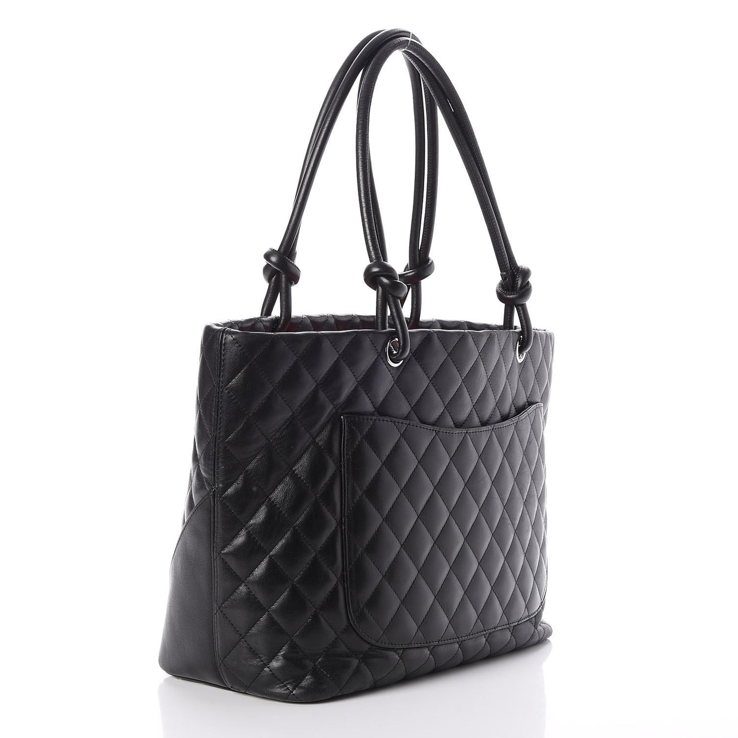 Calfskin Quilted Large Cambon Tote Black White
