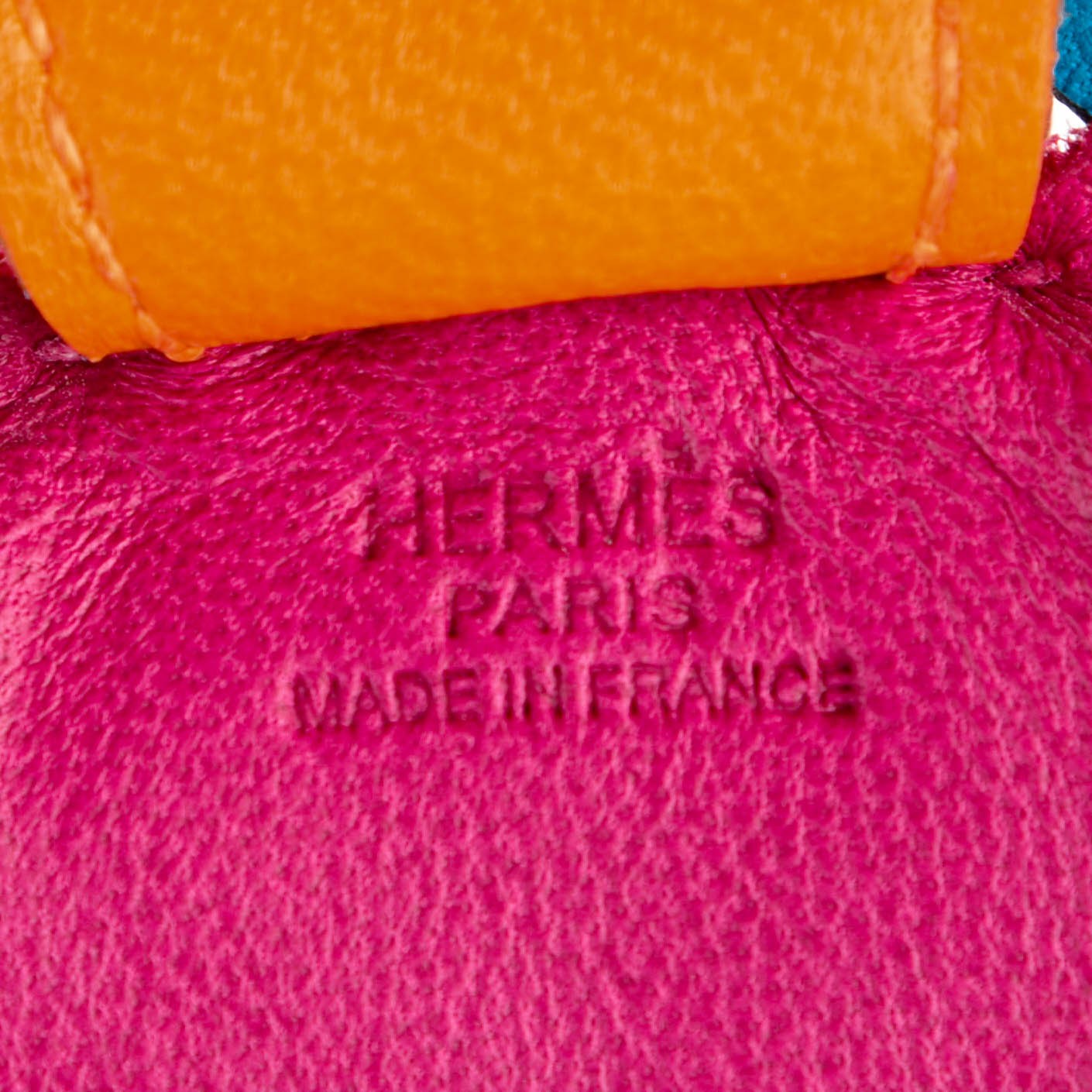 Hermes Milo Lambskin Grigri Rodeo Horse Bag Charm PM Tosca Bleu Izmir Orange 3 of 3