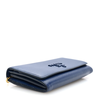 Prada Saffiano Monochrome Continental Wallet Blue 5 of 7