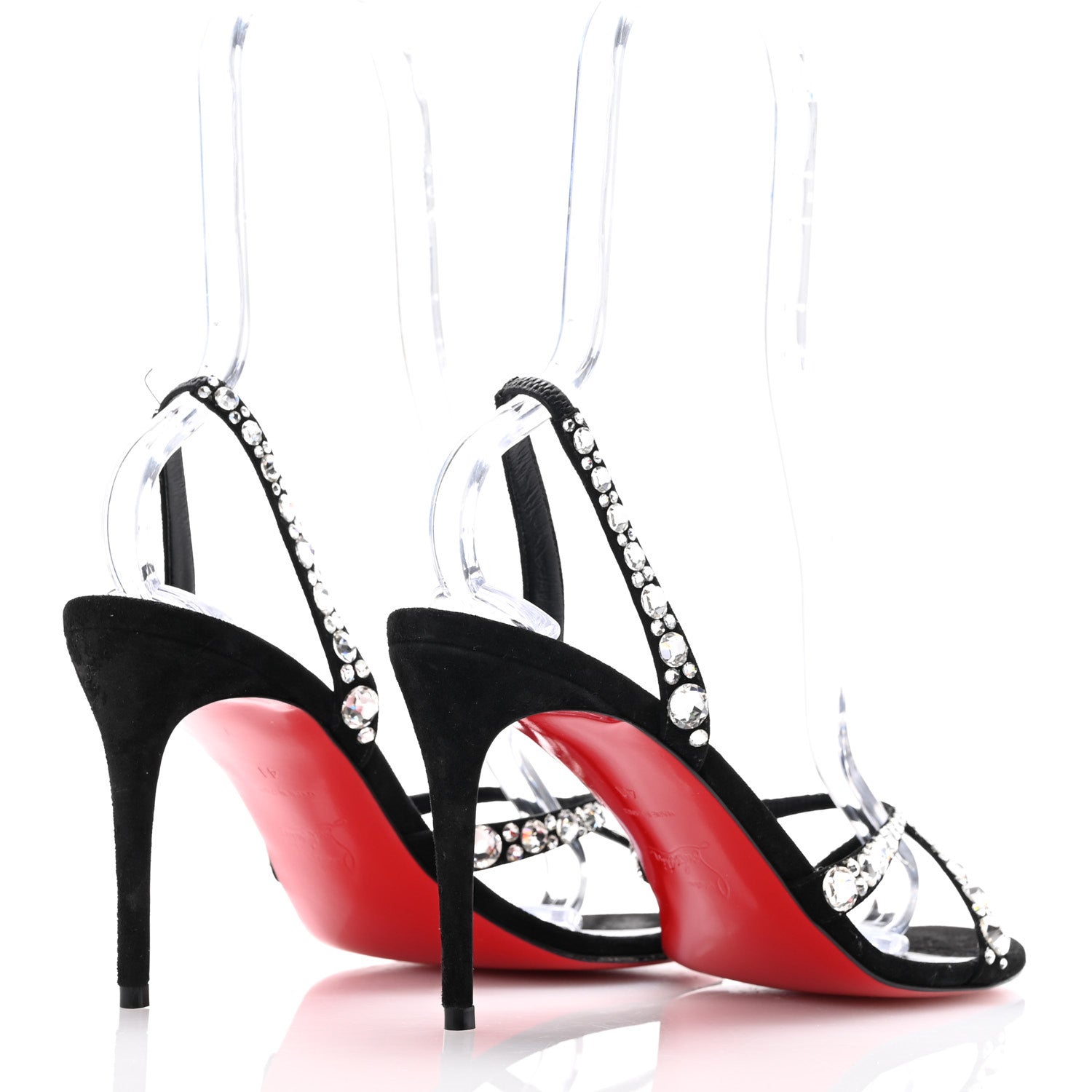 Christian Louboutin Veau Velours Strass Emilie 85 Sandals 41  Black 5 of 11