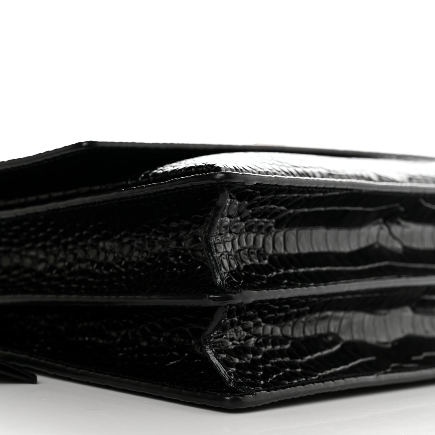 Calfskin Crocodile Embossed Large Monogram Sunset Black