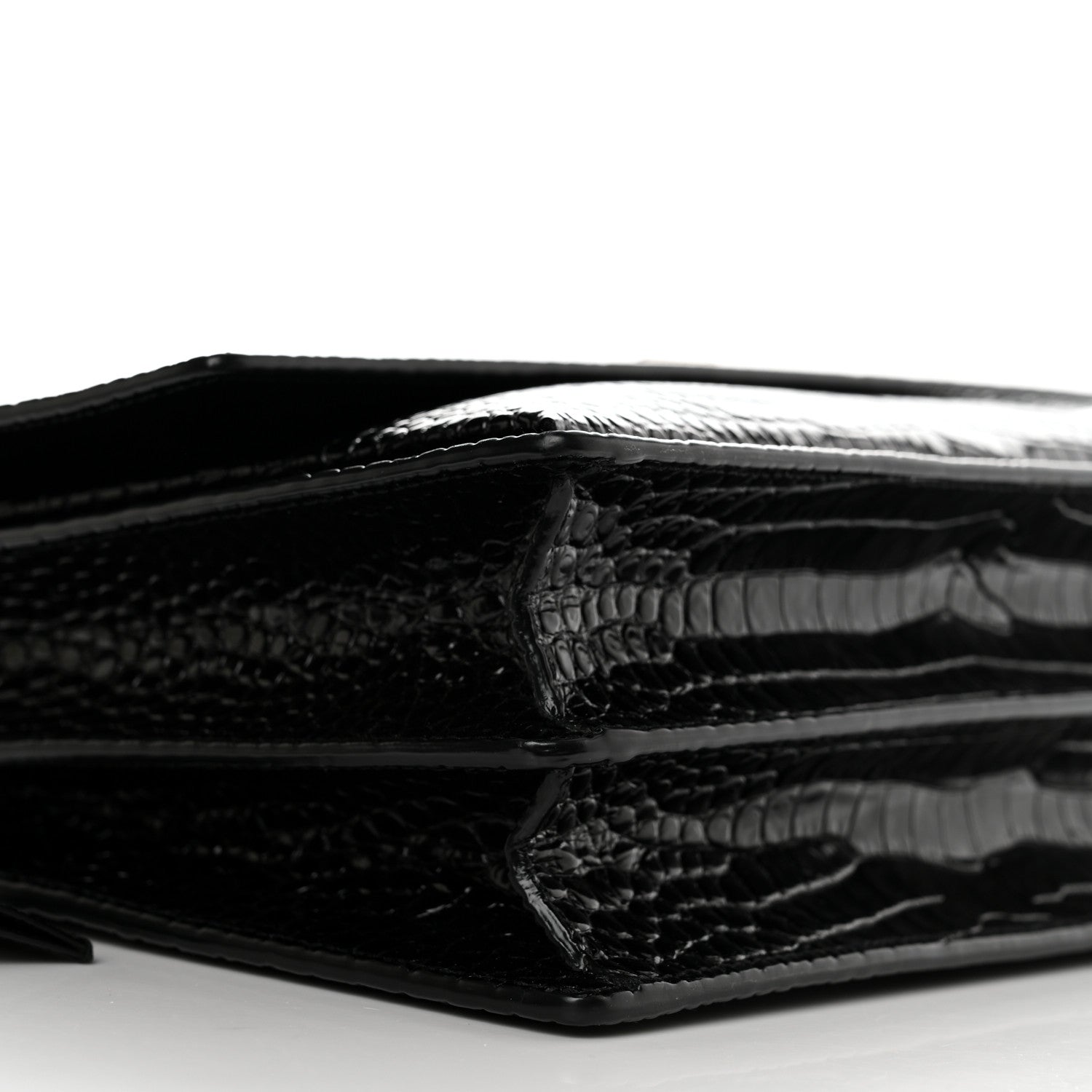 Saint Laurent Calfskin Crocodile Embossed Large Monogram Sunset Black 9 of 11