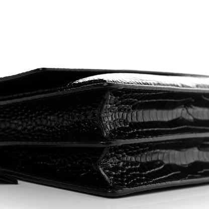 Saint Laurent Calfskin Crocodile Embossed Large Monogram Sunset Black 9 of 11