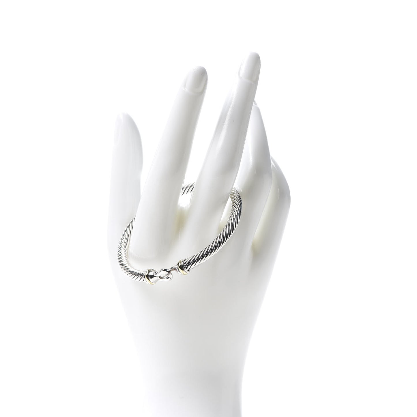 Sterling Silver 18K Yellow Gold 5mm Cable Classic Buckle Bracelet