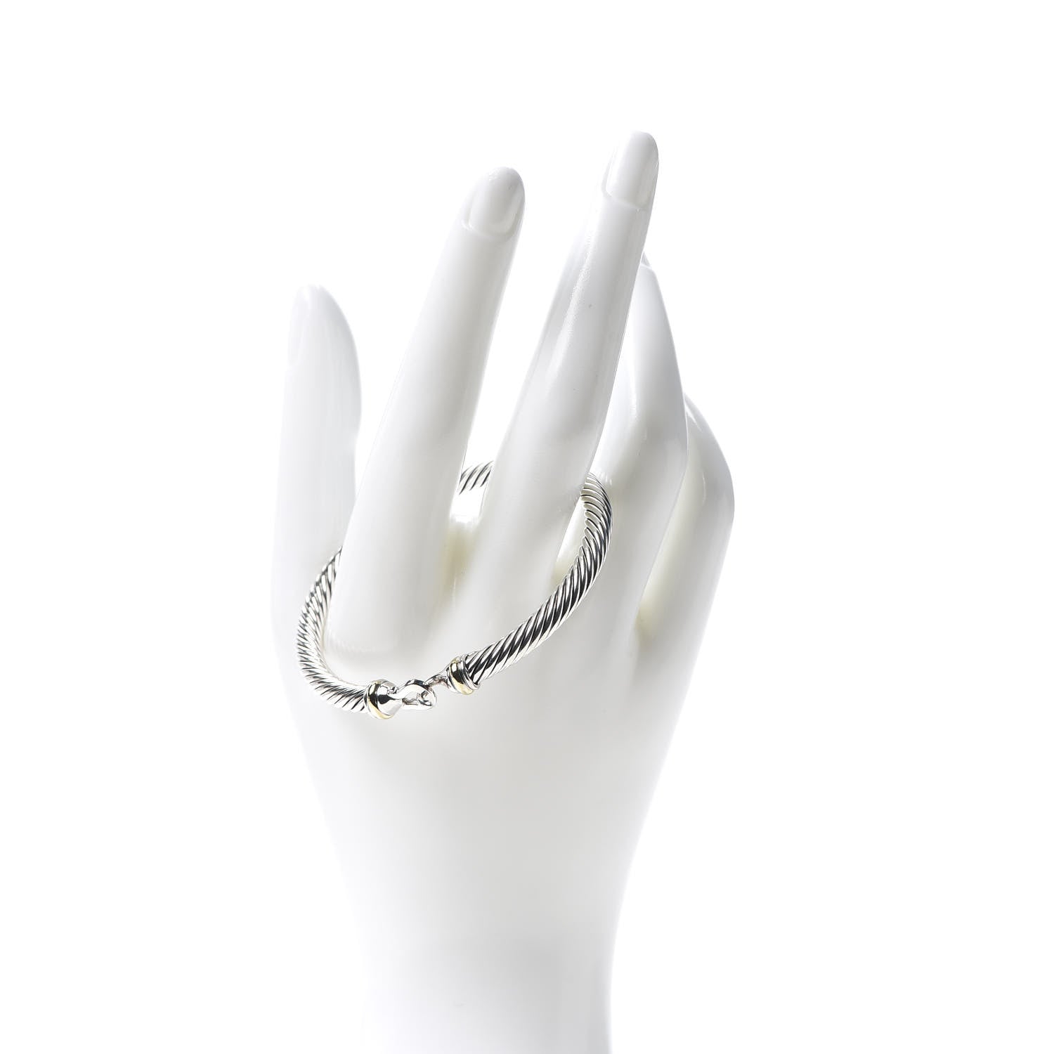 David Yurman Sterling Silver 18K Yellow Gold 5mm Cable Classic Buckle Bracelet 2 of 5