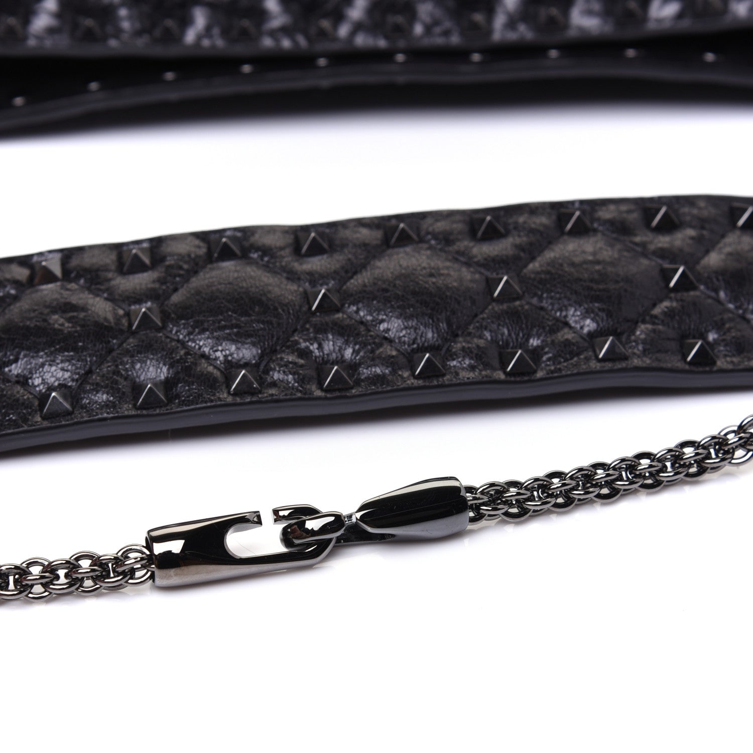 Valentino Garavani Craquele Nappa Rockstud Spike Shoulder Tote Black 12 of 14