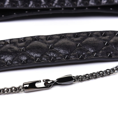 Valentino Garavani Craquele Nappa Rockstud Spike Shoulder Tote Black 12 of 14