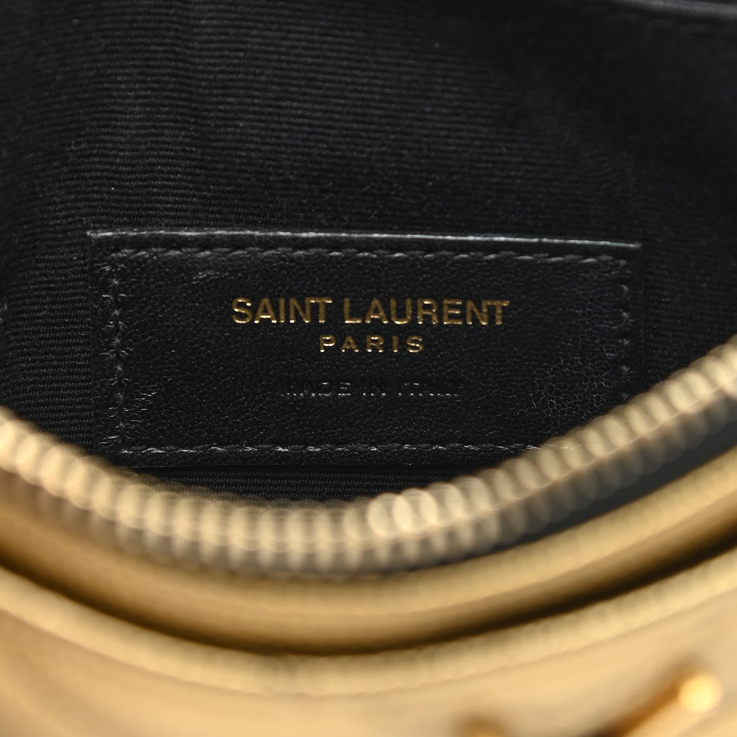 Saint Laurent Iridescent Grain De Poudre Matelasse Chevron Monogram Bill Pouch Gold 6 of 10