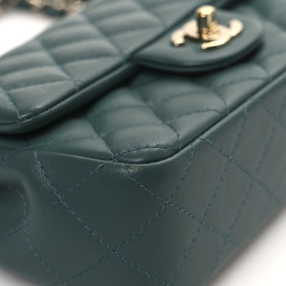 Chanel Lambskin Quilted Mini Rectangular Flap Dark Green 13 of 13