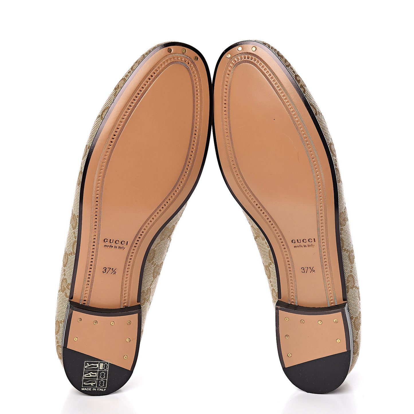 Canvas GG Monogram Horsebit Womens Jordaan Loafers 37.5 New Sand Friky Taupe