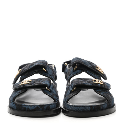 Chanel Denim Velcro Dad Sandals 36.5 Dark Grey Blue Black 2 of 9