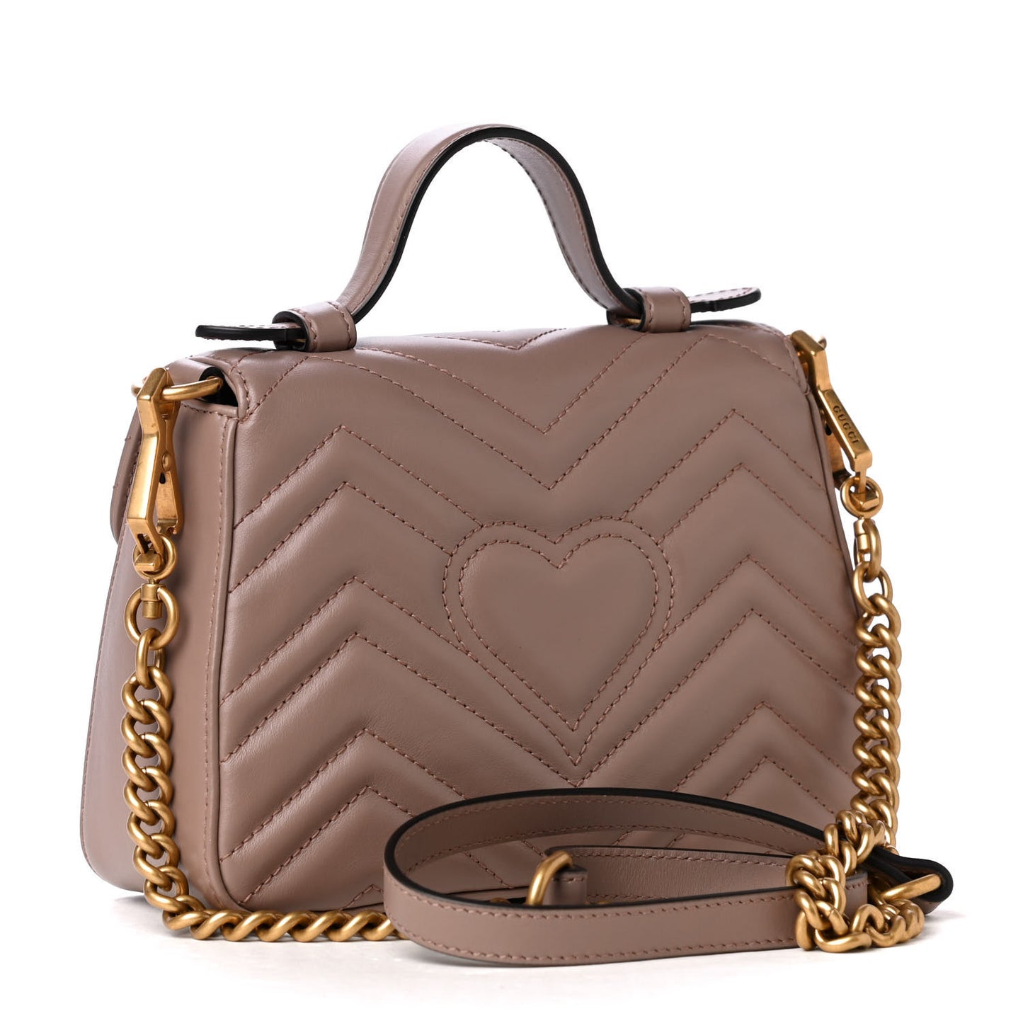 Calfskin Matelasse Mini GG Marmont Top Handle Shoulder Bag Porcelain Rose