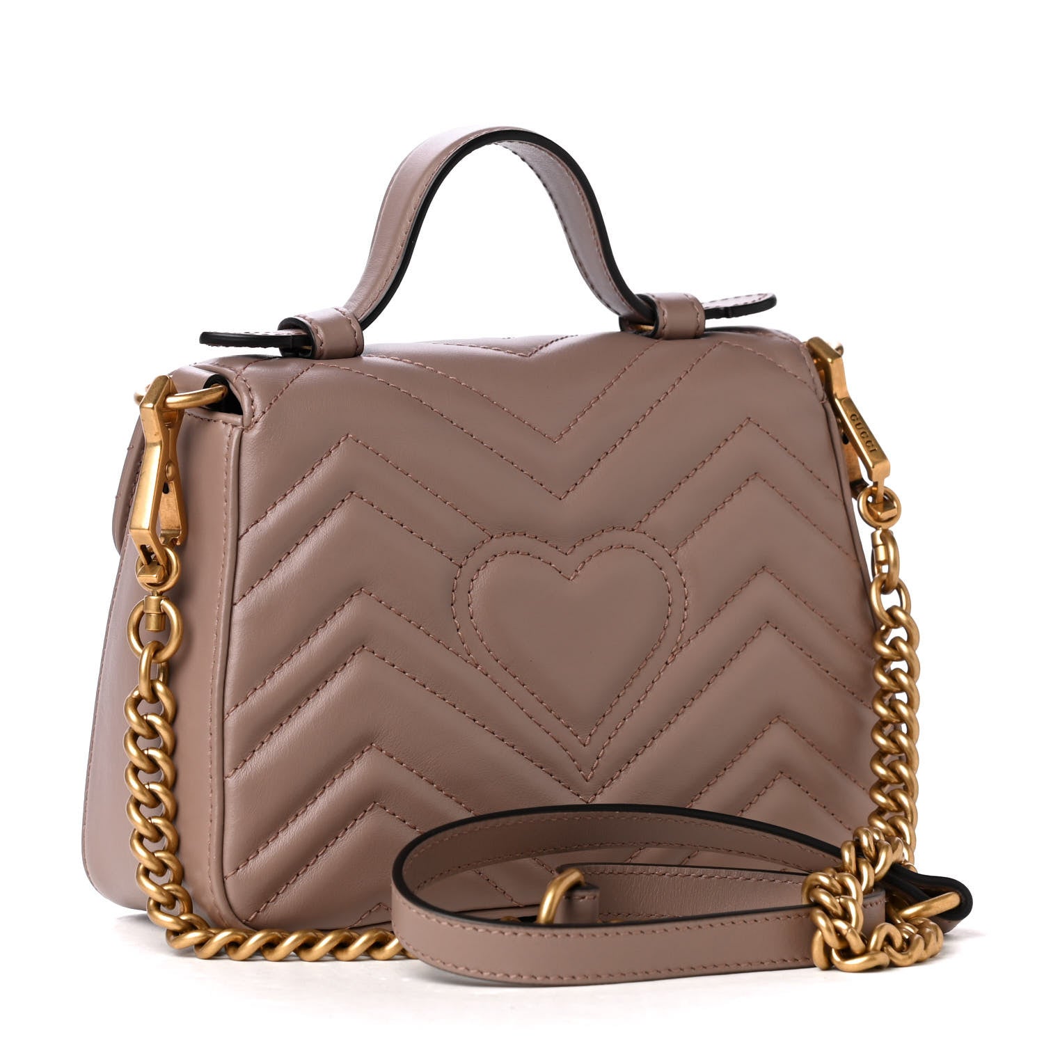 Gucci Calfskin Matelasse Mini GG Marmont Top Handle Shoulder Bag Porcelain Rose 3 of 5