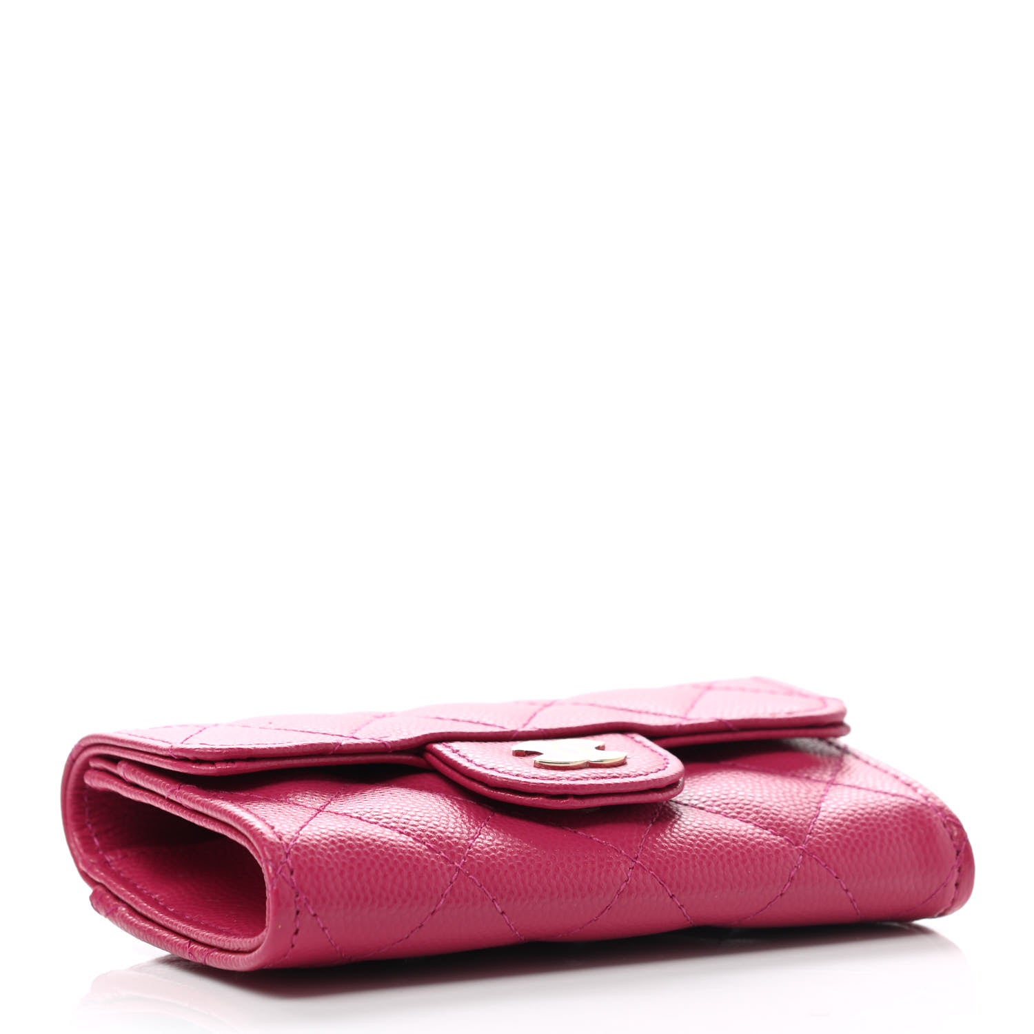 Chanel Caviar Quilted Flap Card Holder Wallet Dark Pink 4 of 9