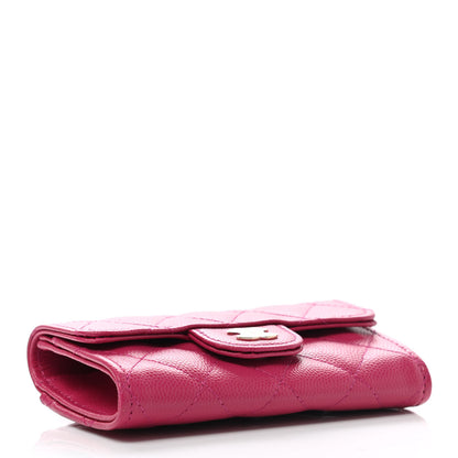 Chanel Caviar Quilted Flap Card Holder Wallet Dark Pink 4 of 9