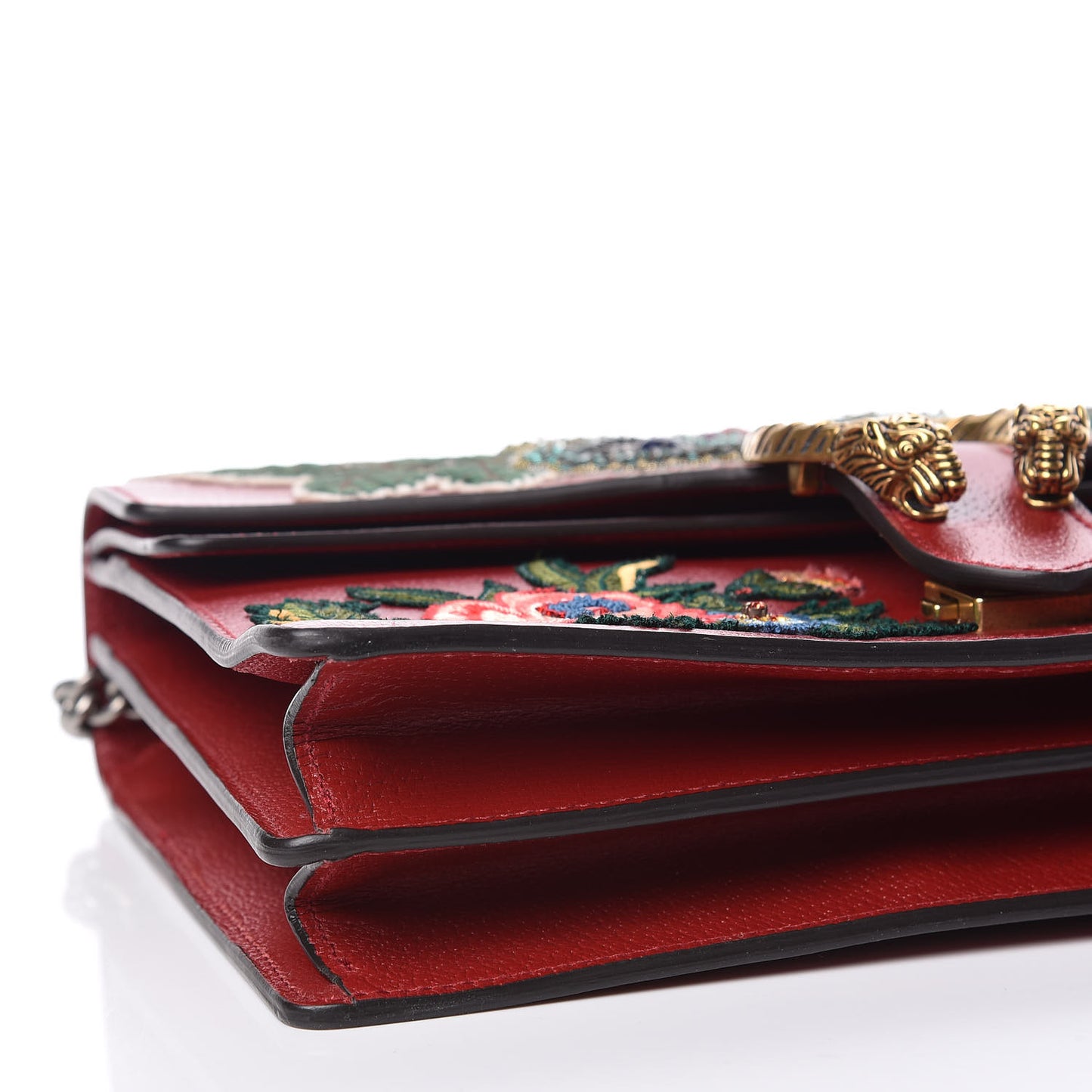 Calfskin Web Raccoon Embroidered Medium Dionysus Shoulder Bag Red