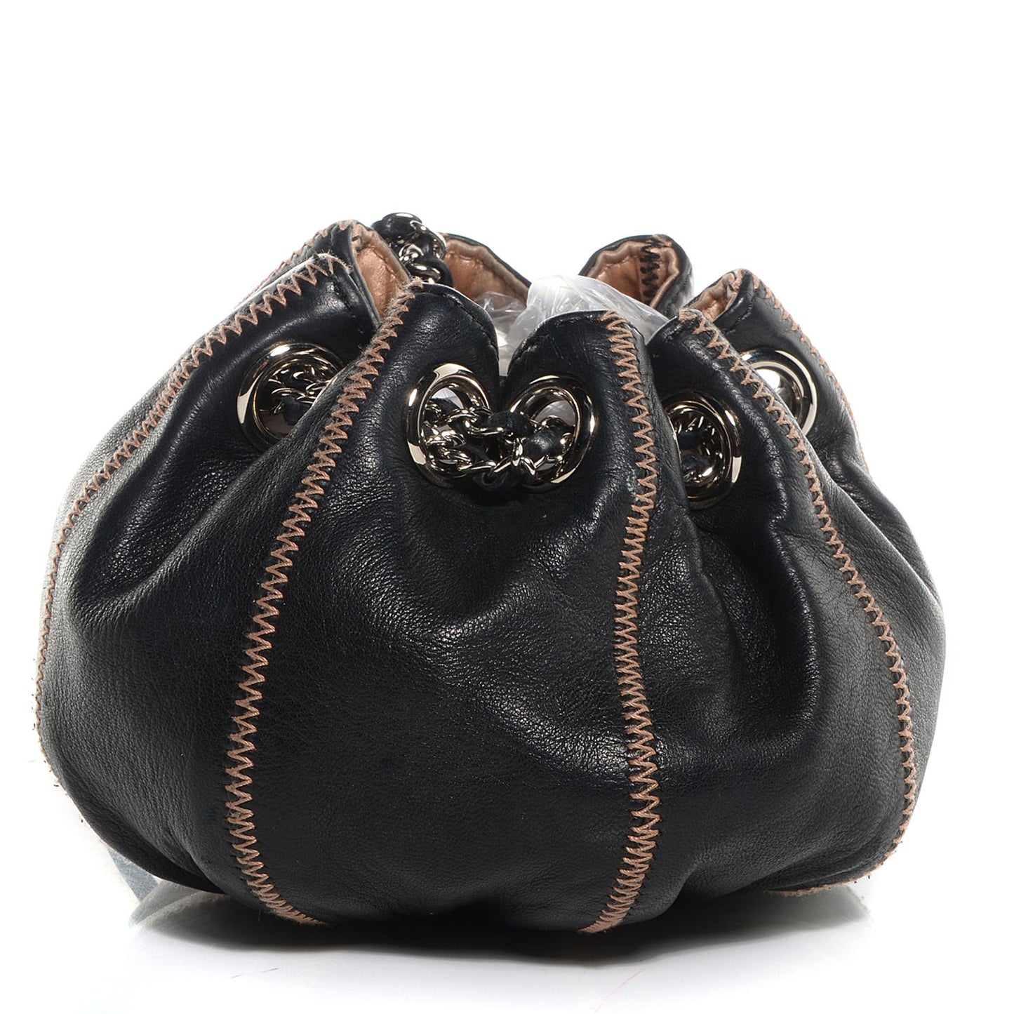 Lambskin Satin Reversible Mini Sac Cordon Black Peach