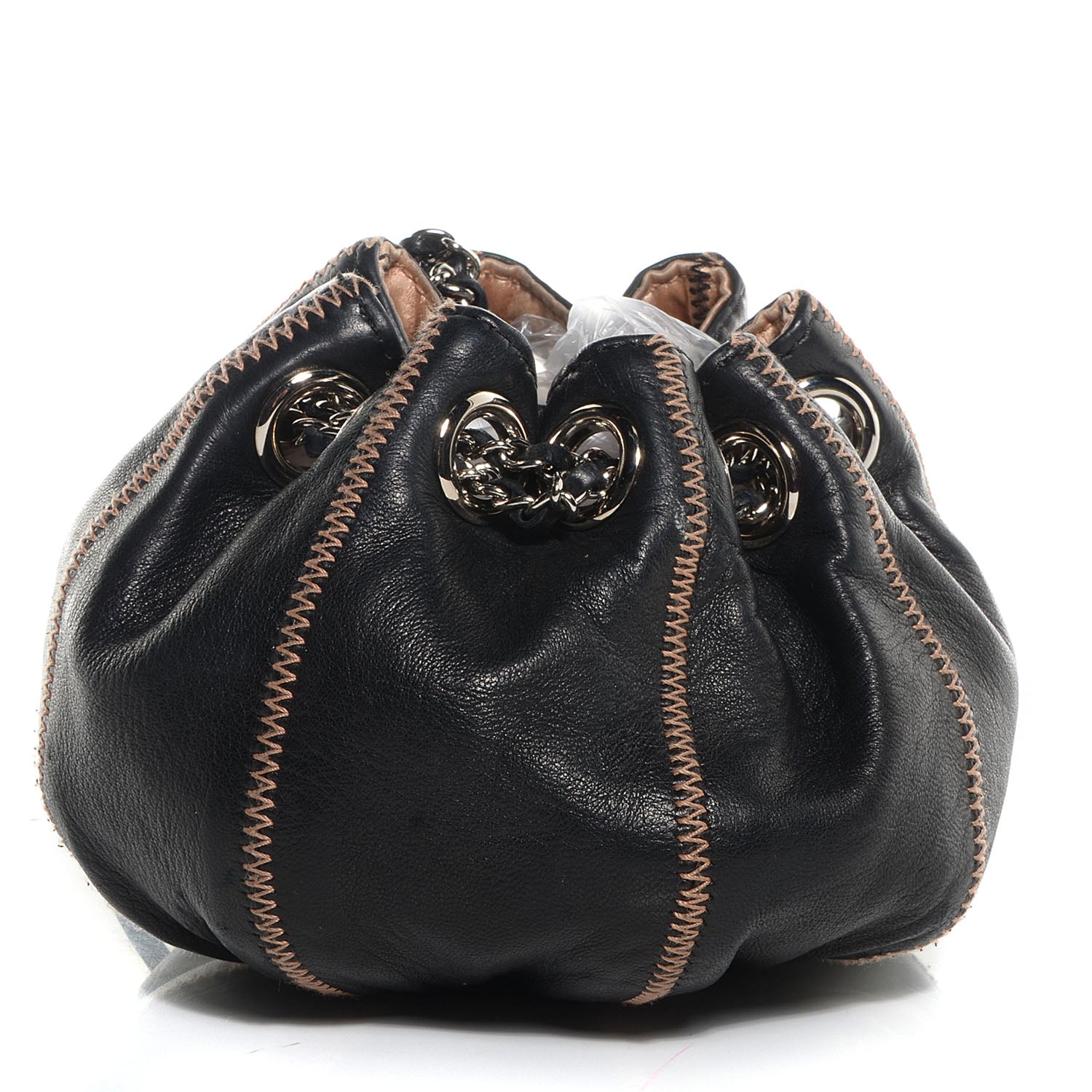 Chanel Lambskin Satin Reversible Mini Sac Cordon Black Peach 3 of 7