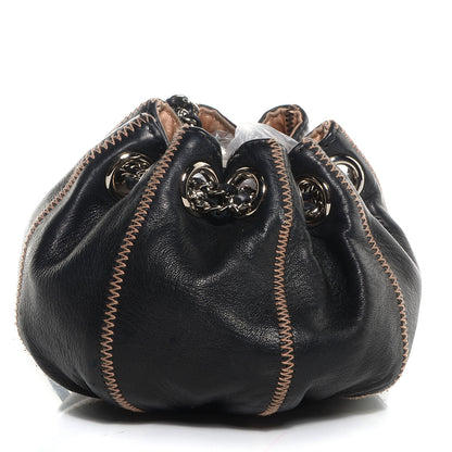 Chanel Lambskin Satin Reversible Mini Sac Cordon Black Peach 3 of 7