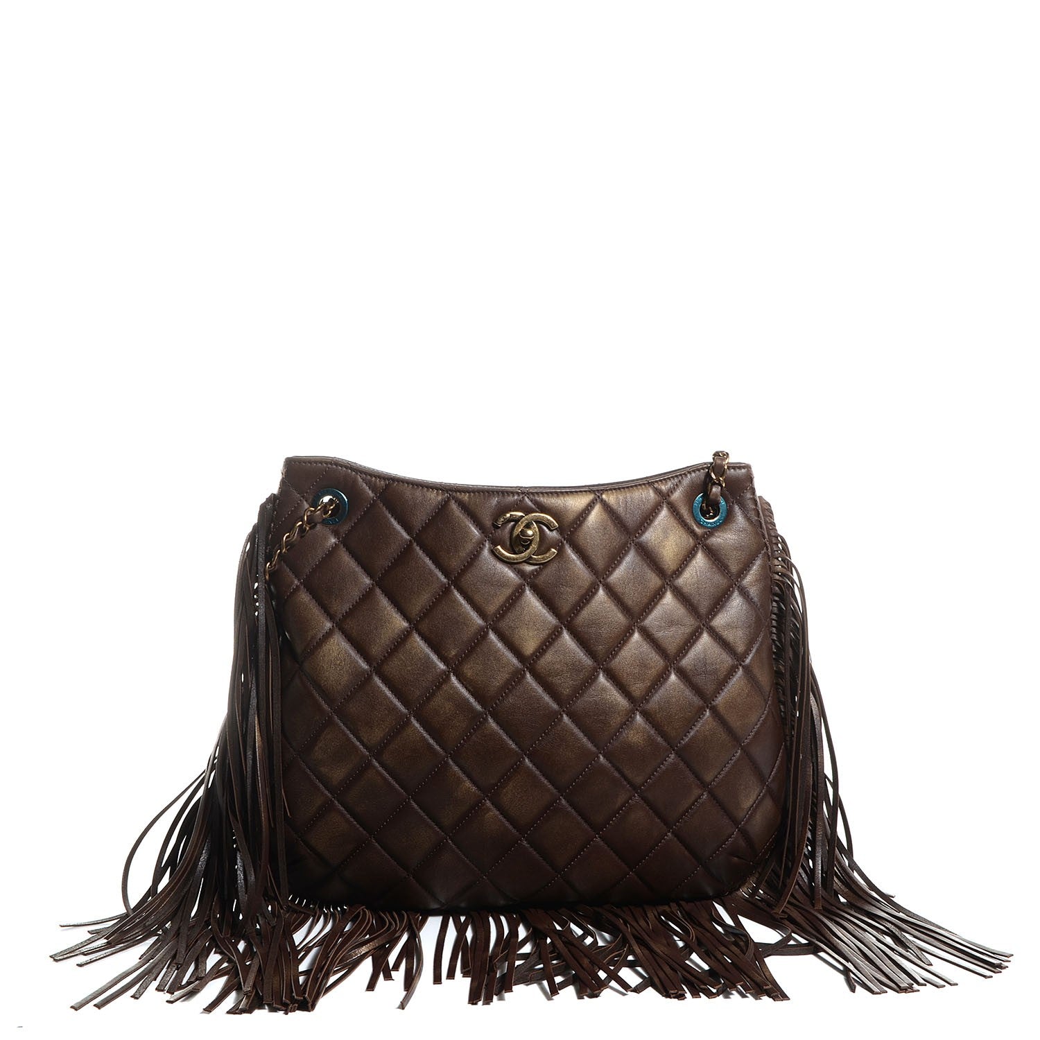 Chanel Calfskin Into The Fringe Hobo Brown 1 of 9