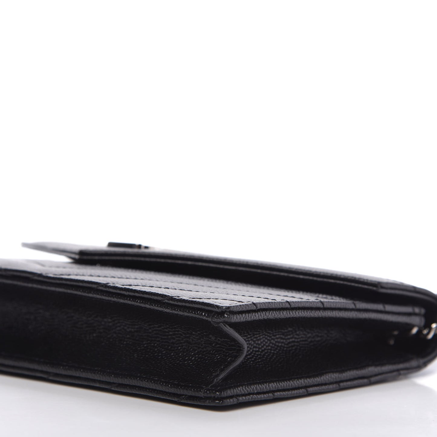 Grain De Poudre Matelasse Chevron Monogram Envelope Chain Wallet Black
