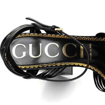 Gucci Malaga Kid Crawford Knotted Strap Platform Sandals 38.5 Black 9 of 13