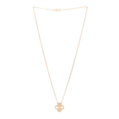Van Cleef & Arpels 18K Yellow Gold Guilloche Vintage Alhambra Pendant Necklace 3 of 5