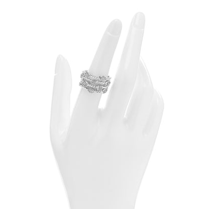David Yurman Sterling Silver Diamond Confetti 4 Row Ring 54 6.75 2 of 4