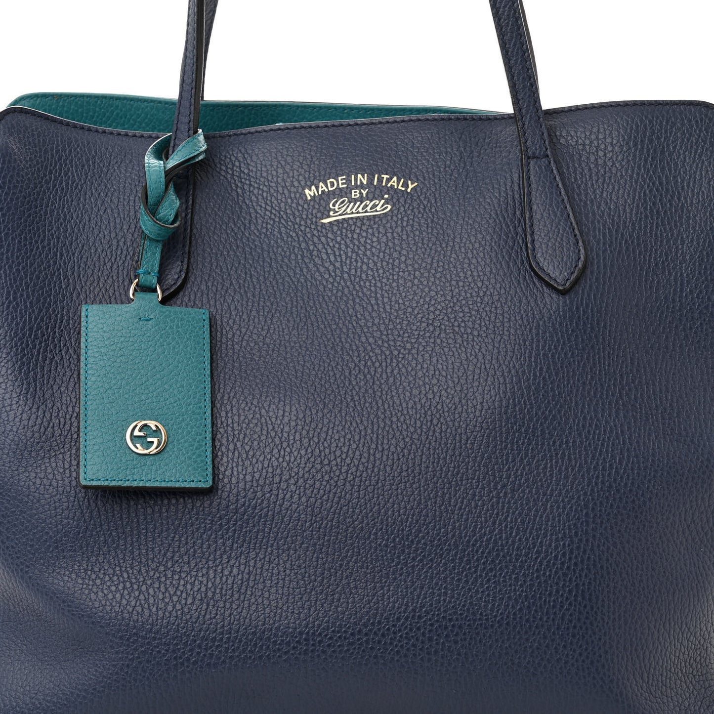 Dollar Calfskin Medium Swing Tote Marine Deep Cobalt