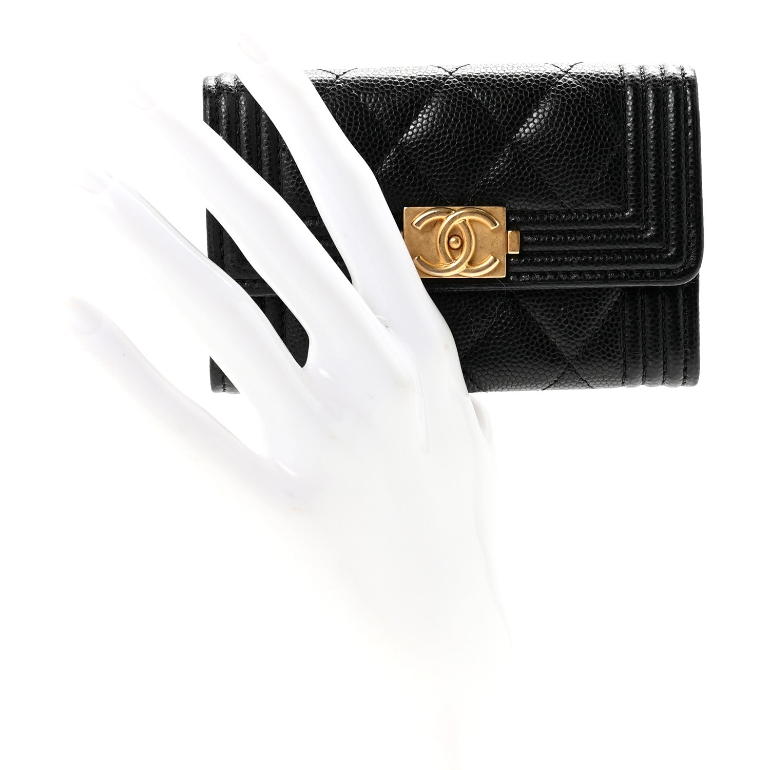 Chanel Caviar Quilted Boy Flap Card Holder Black 2 of 8