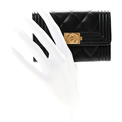 Chanel Caviar Quilted Boy Flap Card Holder Black 2 of 8