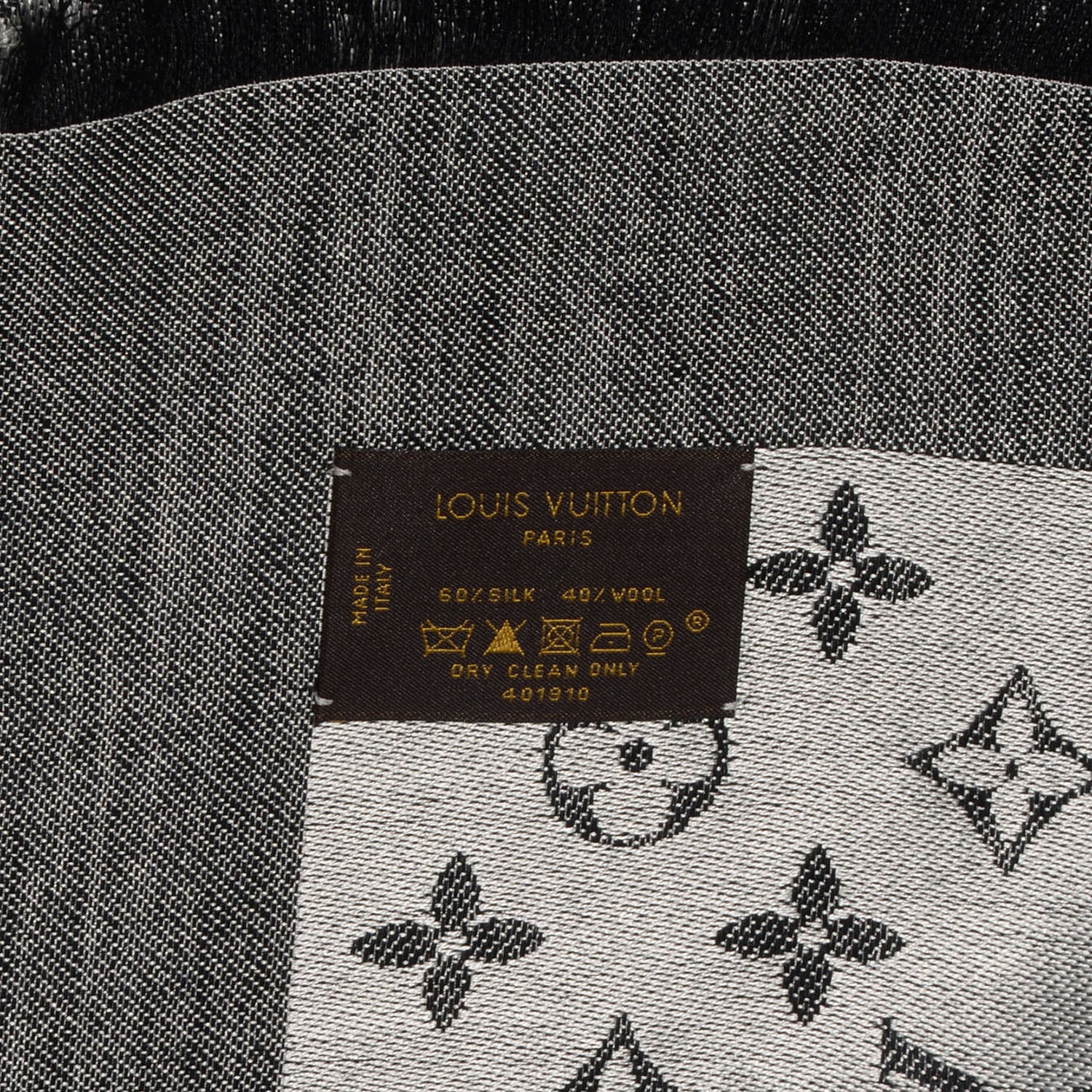Louis Vuitton Silk Wool Monogram Denim Shawl Black 5 of 5